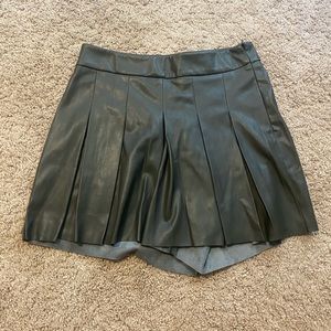 Dark Green soft leather skirt (skort)